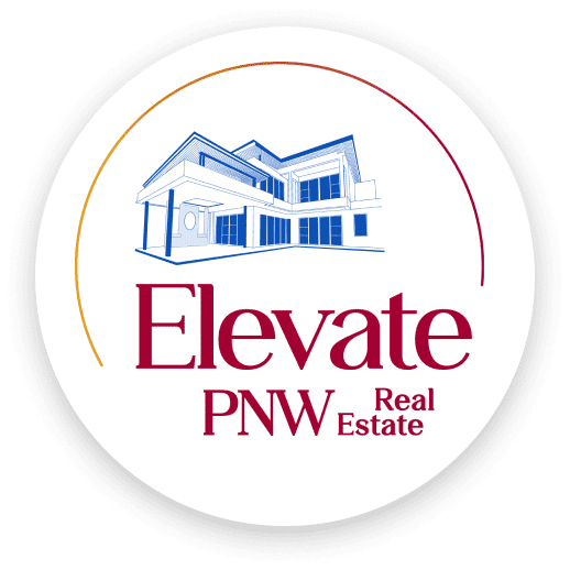 A logo for elevate pnw real estate.